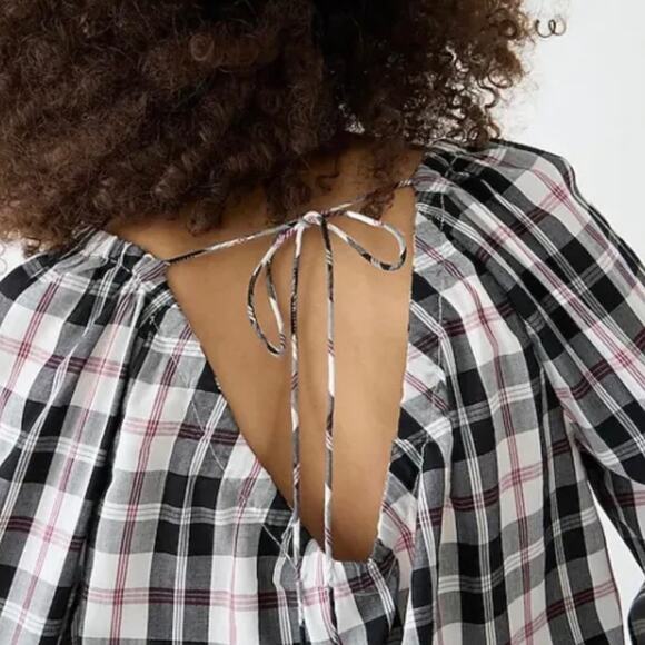 JCrew V-Neck Friday Plaid Long Sleeve Cotton Blend Top Size Medium - Picture 6 of 15